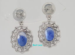 Oval Sapphire & Diamond Halo Dangle Earrings 3.47 ct Platinum Retail $7K