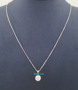 Leo Round Brilliant Diamond Solitaire Pendant Necklace 1.10 ct 14K White Gold