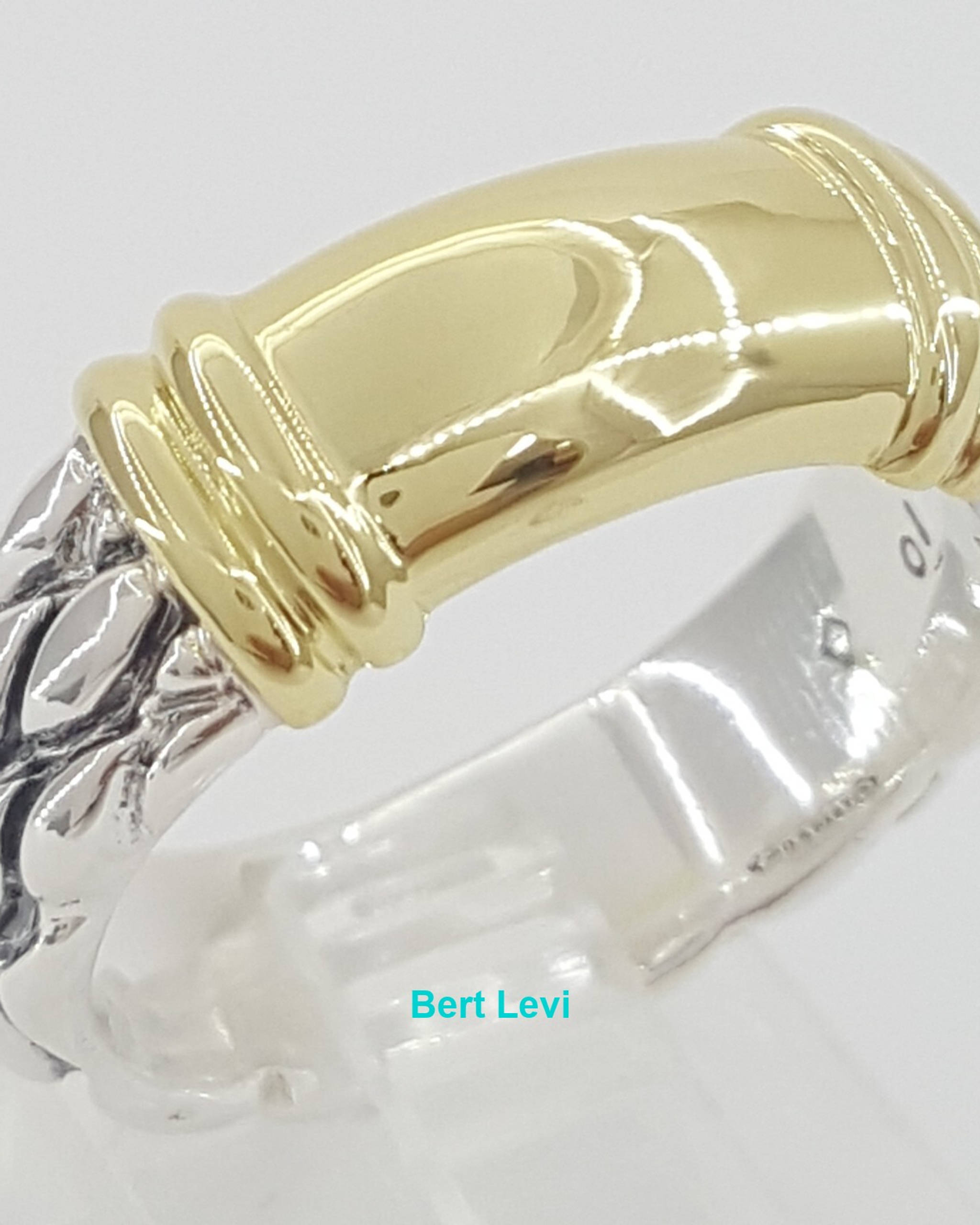 David Yurman Cable Band Ring 18K Yellow Gold & Sterling Silver 8 mm