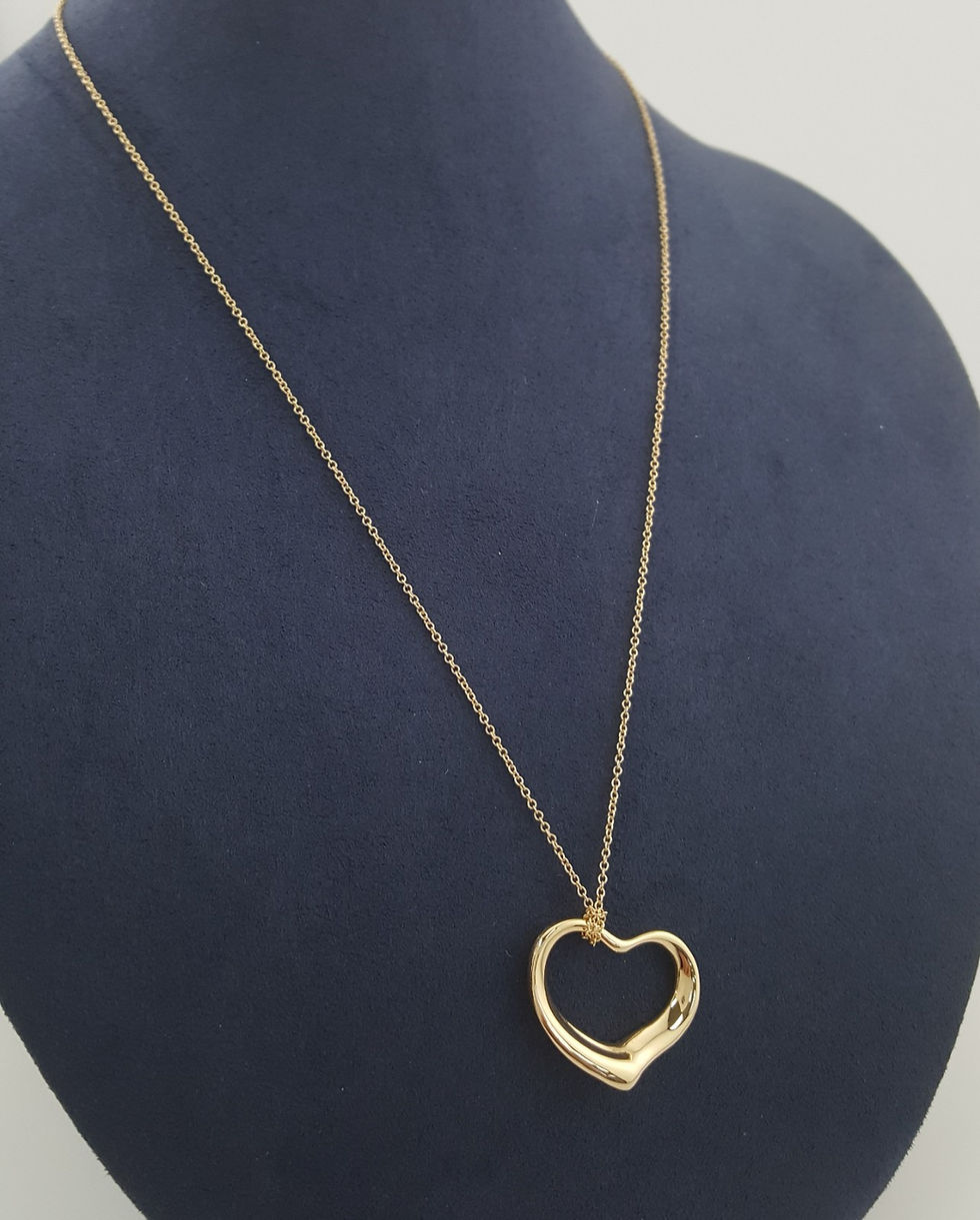 Thumbnail: Tiffany & Co Elsa Peretti® 18K Yellow Gold Medium 22mm Open Heart Pendant 18"