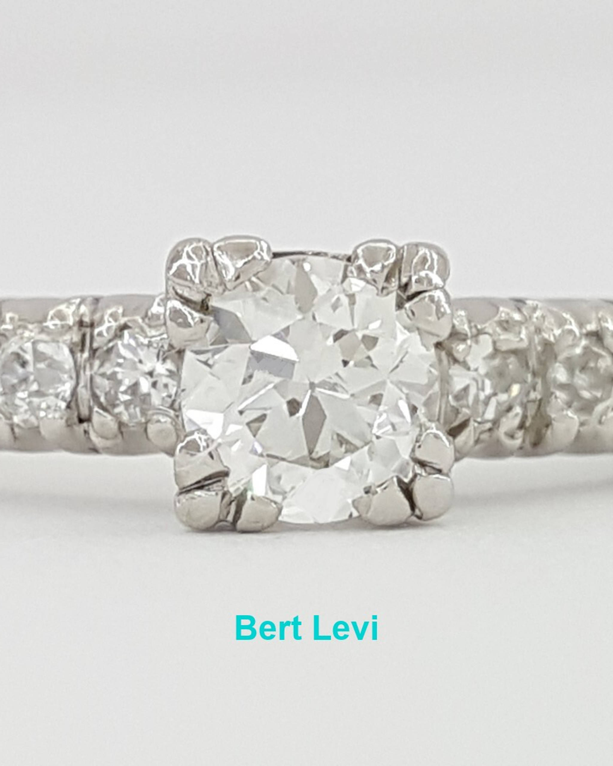 Antique Art Deco Old European Cut Diamond Engagement Ring Palladium 0.5 ct