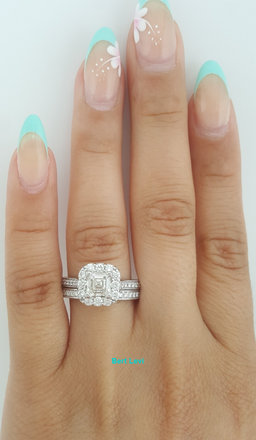 Gabriel & Co Asscher Cut Diamond Engagement Ring Set 2.11 ct 14k White Gold $12K