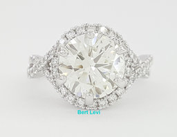 Round Diamond Crossover Halo Engagement Ring 3.62 ct 14K White Retail $43,500