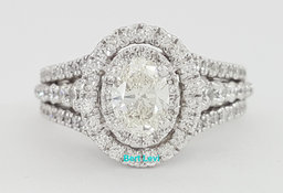 Say I Do Oval Diamond Double Halo Engagement Ring 14k White Gold 1.4 ct