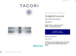 TACORI Sculpted Crescent 109-6S 6mm Men's 18K White Gold Wedding Band Rtl $2,150