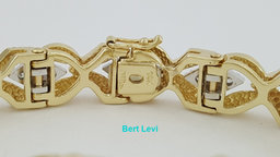 Vintage 1.76 ct Round Cut Diamonds 14K Gold Ribbon Tennis Bracelet 31 Grams 6"