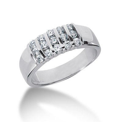 Ladies 14KT White Gold Platinum Round Diamond Wedding Band WB1281