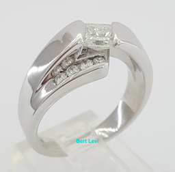 14K White Gold 0.76ct Princess Brilliant Cut Diamond Channel Set Engagement Ring