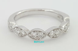 14k White Gold Half Circle Round Diamond Marquise Style Wedding Band Ring 0.5 ct