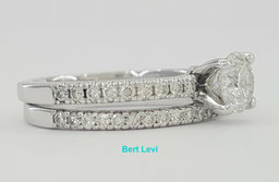 Round Cut Diamond Engagement Ring Set 0.97 ct 14K White Gold H/VS1 GIA
