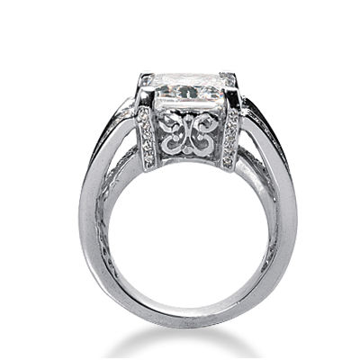 Thumbnail: Ladies 14KT White Gold Platinum Fancy Engagement Ring ENR3056