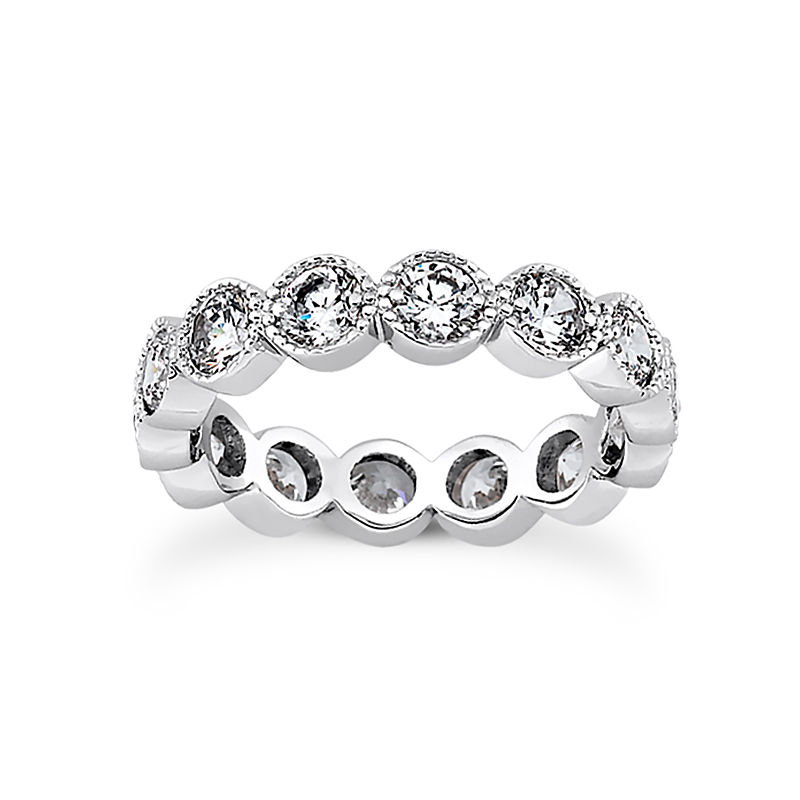 Ladies 14KT White Gold Platinum Eternity Wedding Band EWB469-4