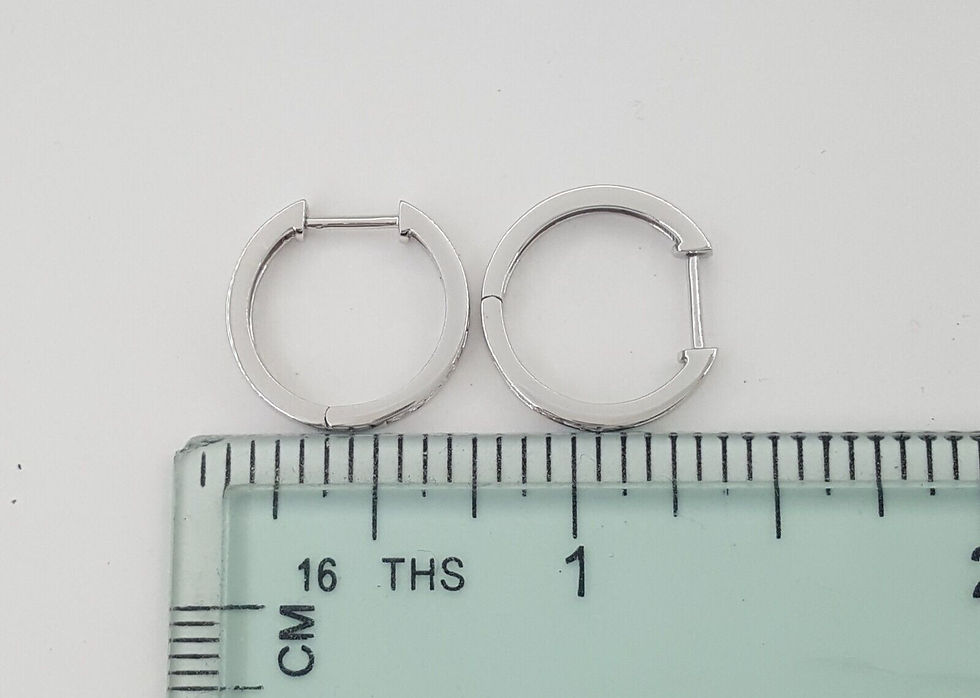 Thumbnail: Princess Cut Diamond Hugger Hoop Earrings 15.2 mm 0.5 ct 14K White Gold