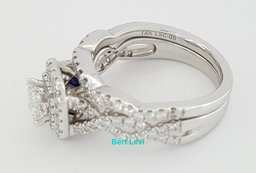 Vera Wang Love 1.33 ct Princess Diamond Double Halo Engagement Ring LEO Band Set