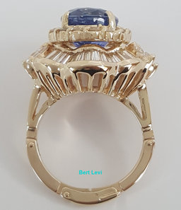 Vintage Ceylon No Heat Sapphire Diamond Ballerina Ring 9 ct 14k Gold Retail $40K