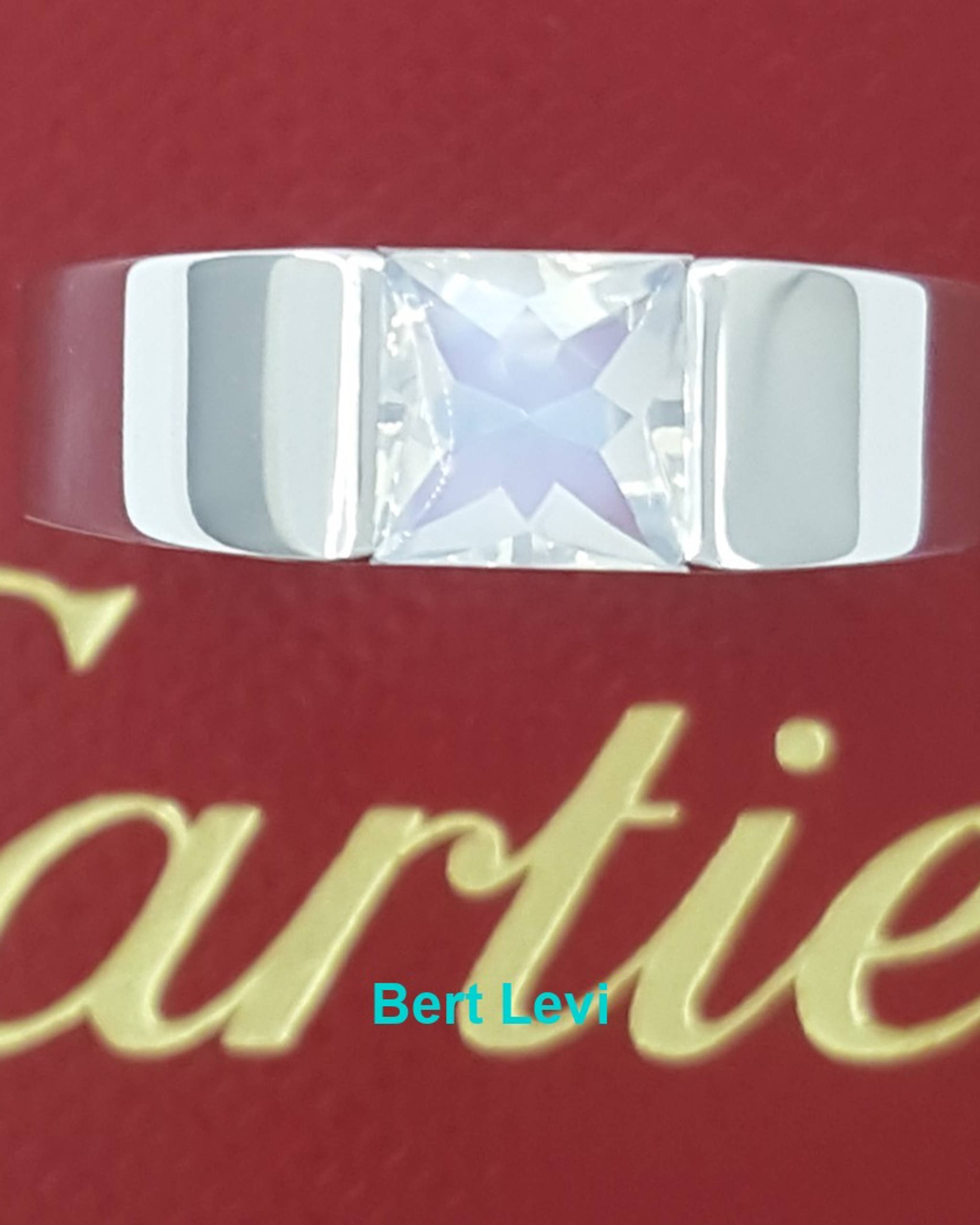 Cartier Tank Moonstone Ring 18k White Gold 5.8 mm Size 53 US 6.5