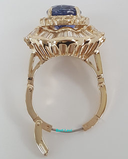 Vintage Ceylon No Heat Sapphire Diamond Ballerina Ring 9 ct 14k Gold Retail $40K