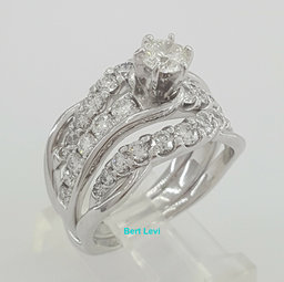 Tolkowski Round Brilliant Cut Diamond Engagement & Wedding Rings Set 2.12 ct 14K