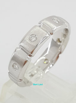 Men's 14k White Gold 0.32 ct Round Cut Diamond Eternity Wedding Band Ring 6 mm