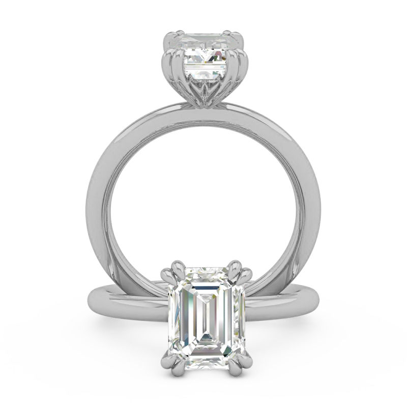 Thumbnail: Ladies 14KT White Gold Platinum Solitaires Engagement Ring ENR9851-10x8-EC