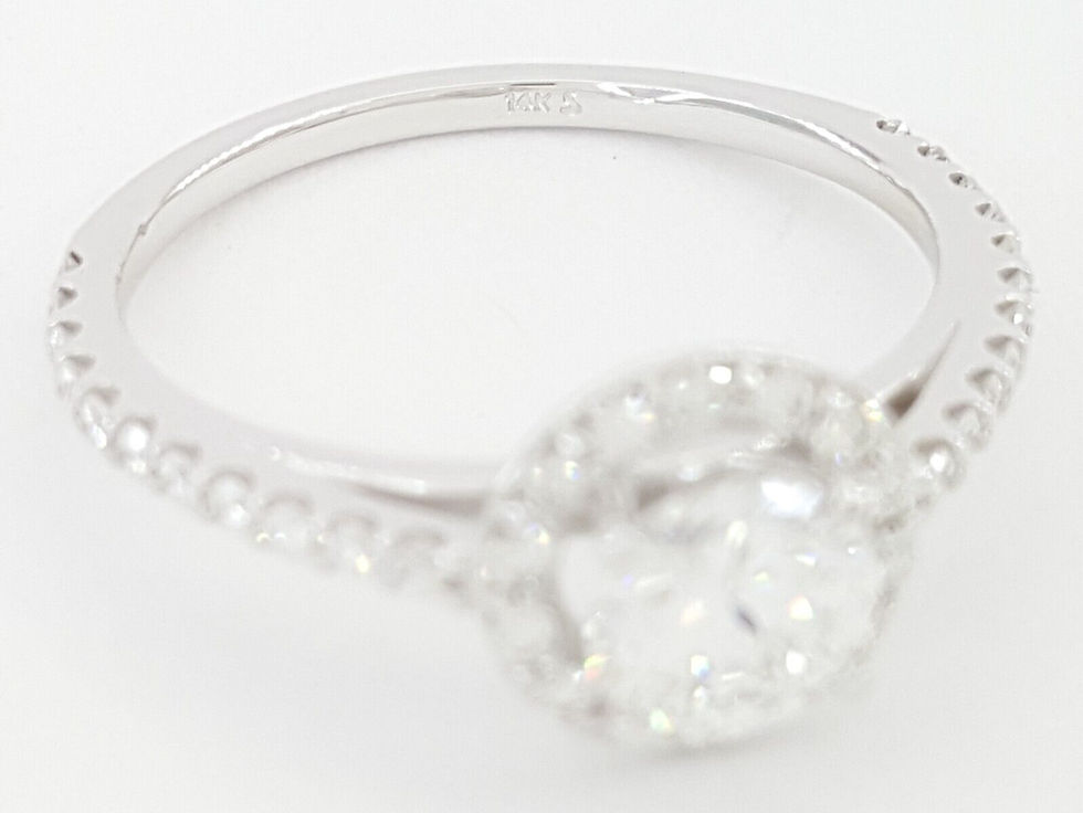 Thumbnail: Natural Round Brilliant Diamond Halo Engagement Ring 0.9 ct 14k White Gold