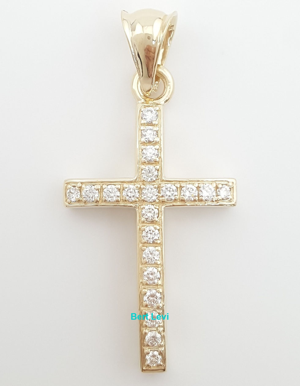 Thumbnail: Round Brilliant Diamond Cross Pendant 14k Yellow Gold 0.7 ct 1.8" 7.3 grams