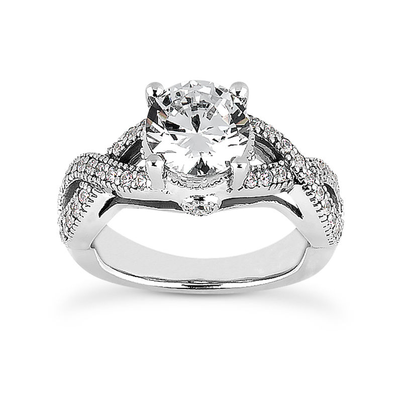 Ladies 14KT White Gold Platinum Fancy Engagement Ring ENR8084
