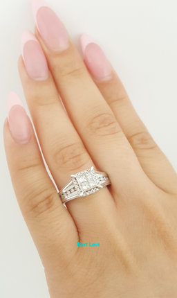 Princess Cut Diamond Invisible Set Halo Engagement Ring 0.65 ct 14K White Gold