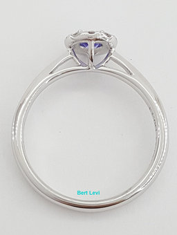 Round Tanzanite & Diamond Halo Engagement Anniversary Ring 0.36ct 18k White Gold