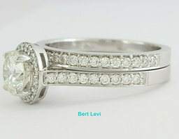 1.32 ct Martin Flyer Round 14k Gold Round Diamond Engagement & Wedding Band Set