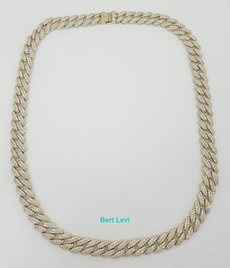 Cuban Diamond Chain Necklace 75.6 Grams 25.7 ct 14K Yellow Gold 11.5 mm 22" Long