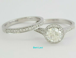 1.32 ct Martin Flyer Round 14k Gold Round Diamond Engagement & Wedding Band Set