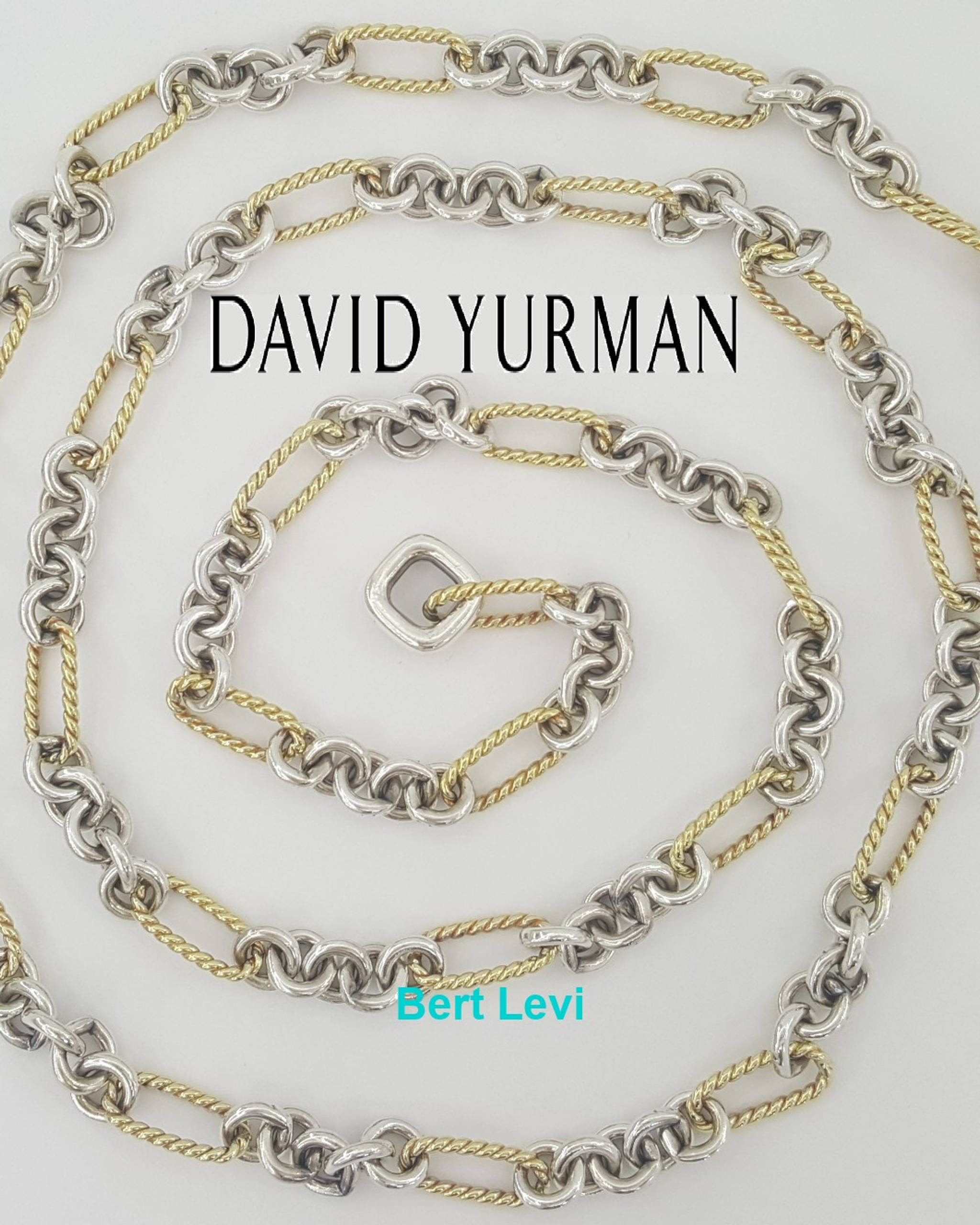 David Yurman Figaro Toggle Link Necklace 18k Yellow Gold & Silver 36" 90.5 Grams