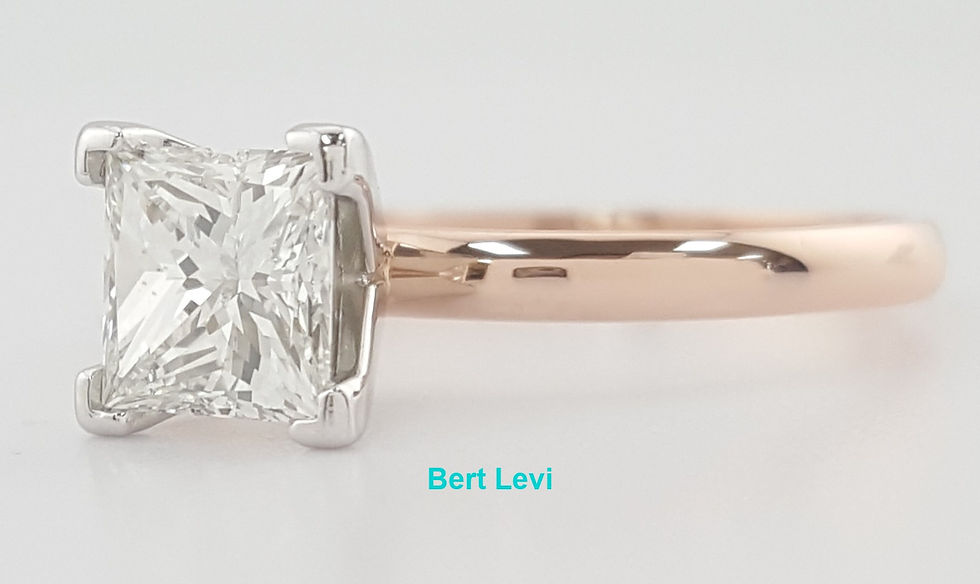 Thumbnail: Princess Cut Diamond Solitaire Engagement Ring 1.02 ct 14K Rose & White Gold