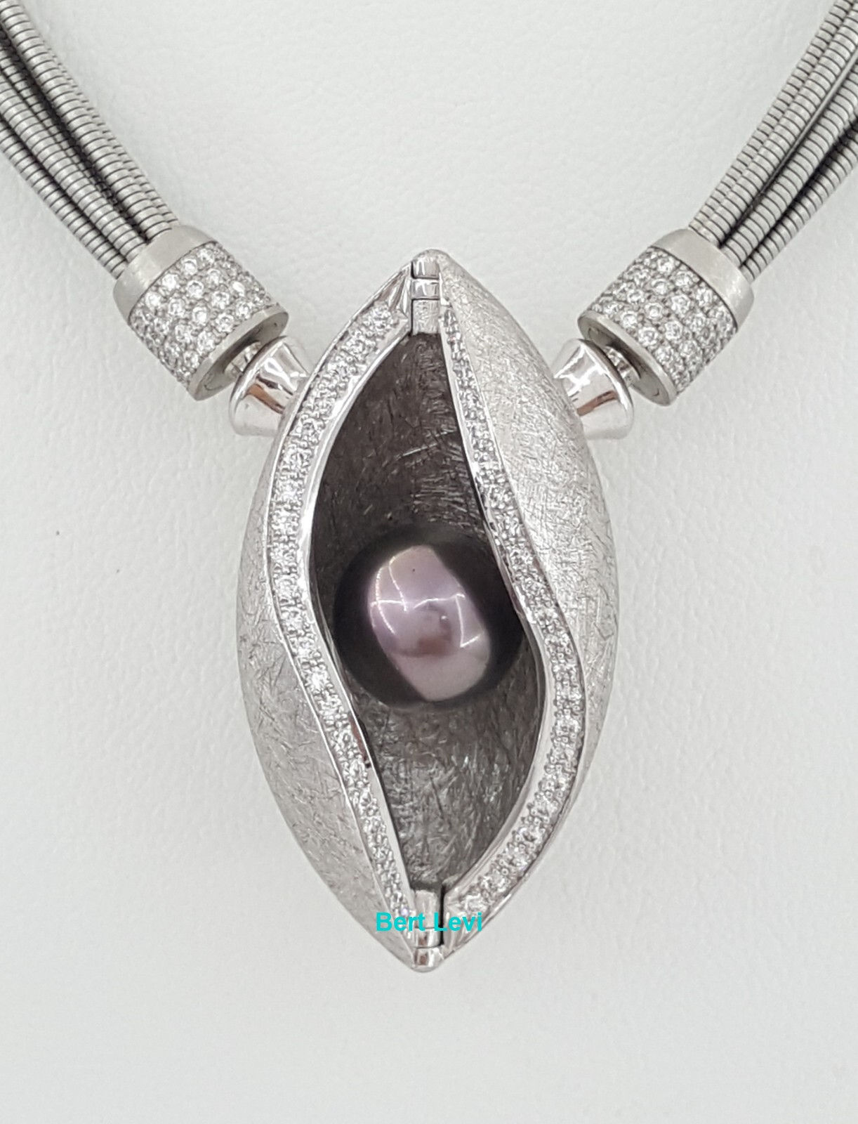 Jörg Heinz Mystery Sphere 1.6 ct Diamond 10mm Tahitian Pearl Necklace