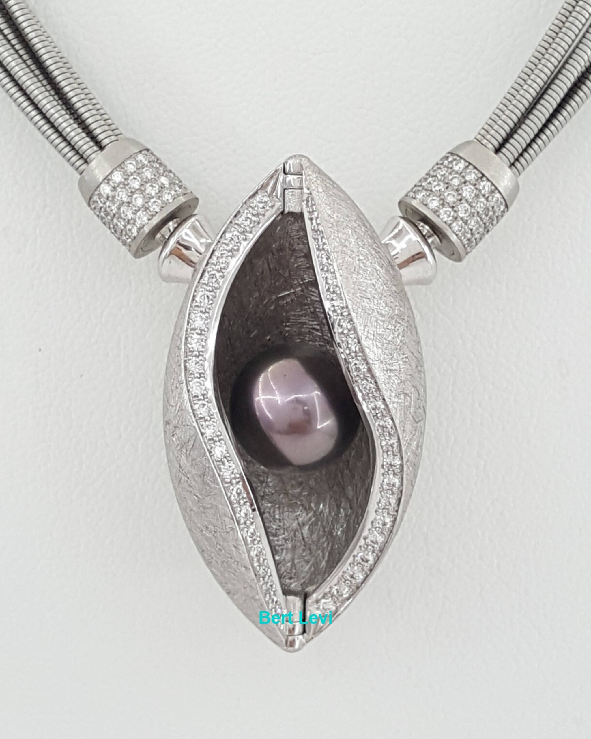 Jörg Heinz Mystery Sphere 1.6 ct Diamond 10mm Tahitian Pearl Necklace