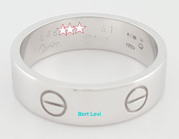 Cartier Love Classic Ring 18k White Gold 6mm 9 Grams Size 61 Retail $2,320