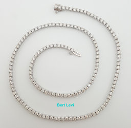 Round Diamond Straight Line Tennis Necklace 7.77ct 14K White Gold 17" Rtl $19.5K