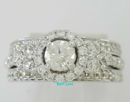 1.62 ct 14K White Gold Round Diamond Wedding Halo Engagement Wedding Ring Set
