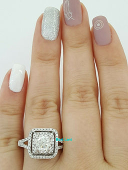 Round Cut Diamond Double Halo Engagement Ring 1.55 ct 14K White Gold Retail $12k