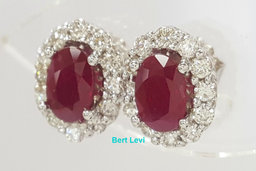 Burma Oval Ruby Diamond Halo Stud Earrings 1.78 ct 14k White Gold Retail $4K