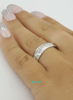 0.25 ct 14K White Gold Round Diamond Channel Set Men's Wedding Band Ring 7mm