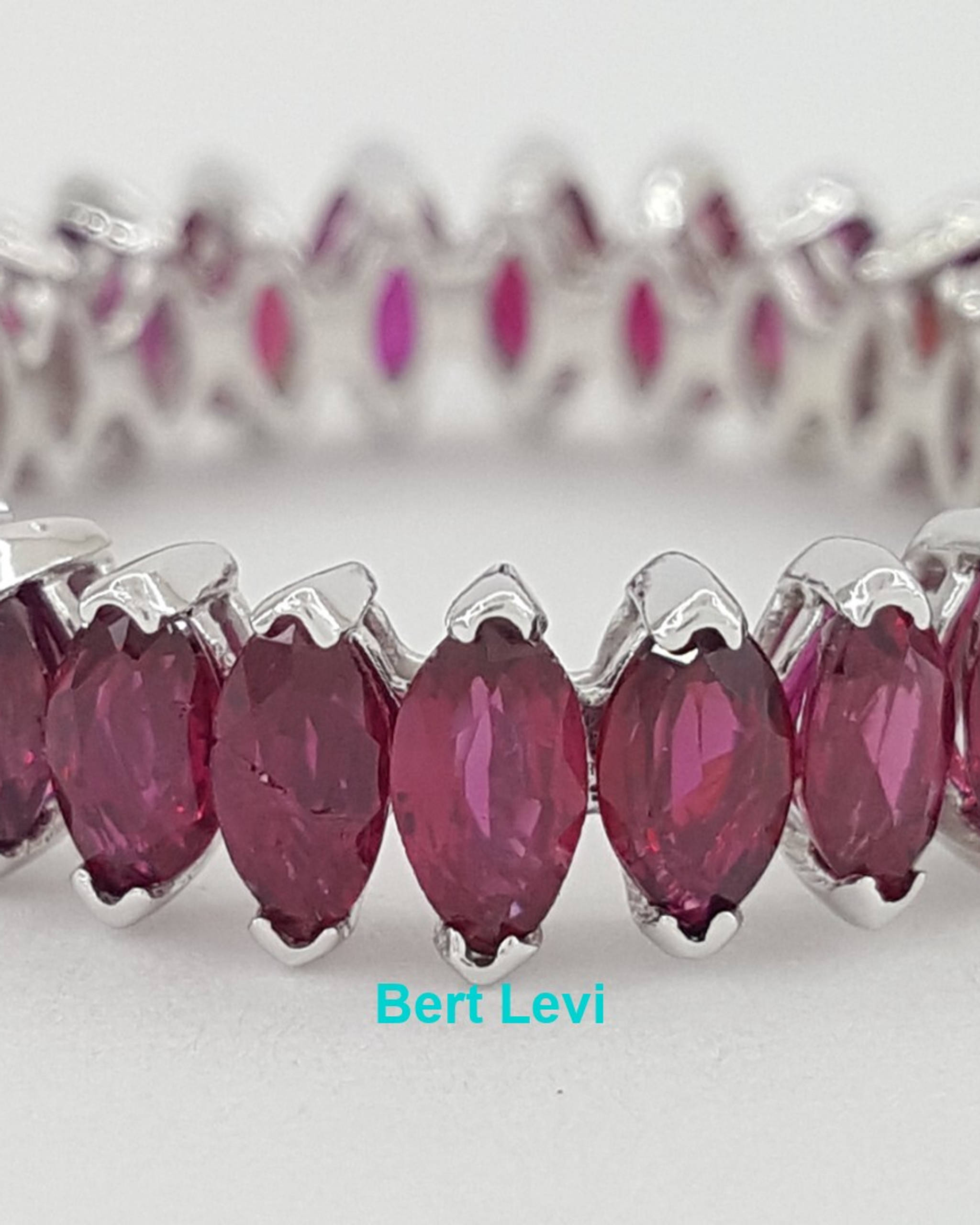 Marquise Ruby Full Circle Eternity Ring 5.2 mm 3 ct 14k White Gold Rtl $3,000