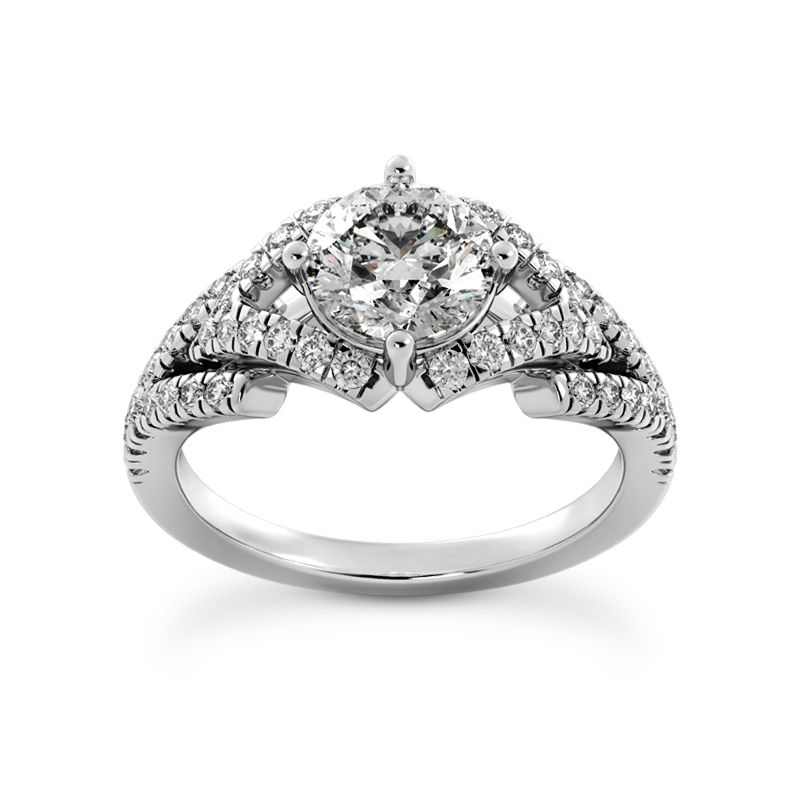 Ladies 14KT White Gold Platinum Fancy Engagement Ring ENR9545-1