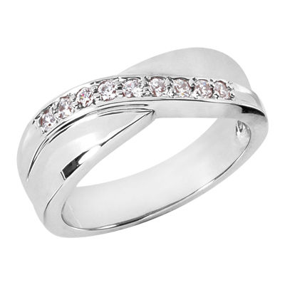 Ladies 14KT White Gold Platinum Round Diamond Wedding Band Set WBS194-G