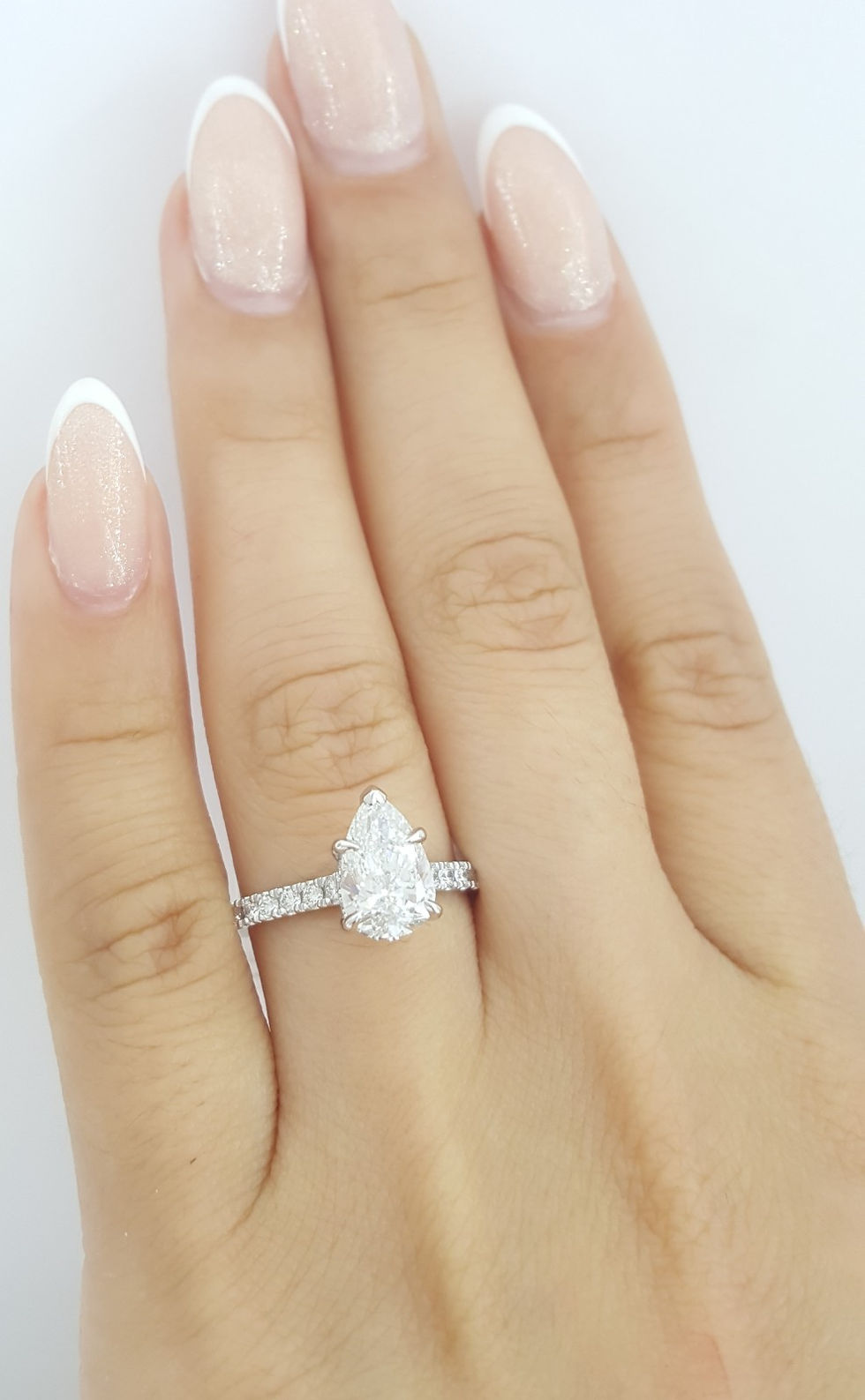 Thumbnail: Pear Diamond Hidden Halo Engagement Ring Platinum 2.13 ct Rtl $14,500