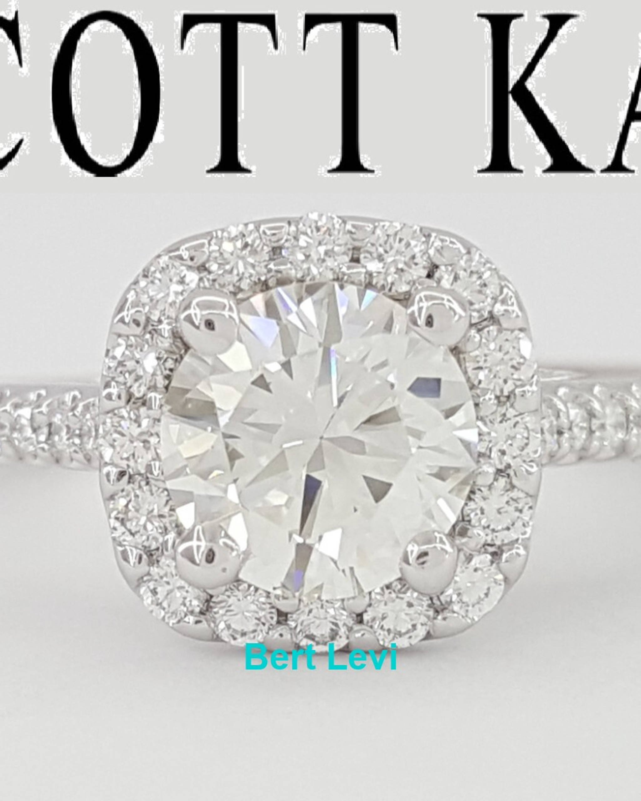 Scott Kay 1.36 ct Round Brilliant Cut Diamond Halo 14k Engagement Ring GIA