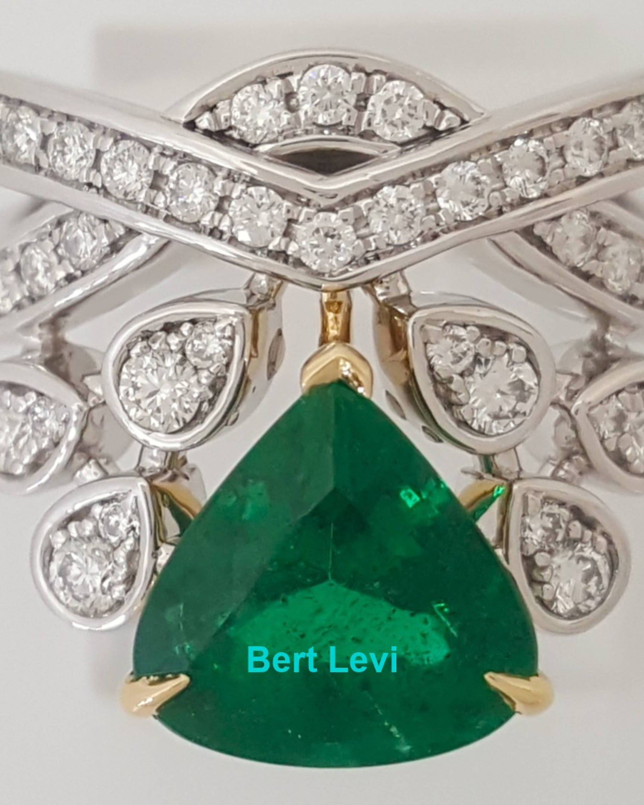 Green Emerald & Diamond Platinum & 18k Yellow Gold Ring 3.76 ct Rtl $40K