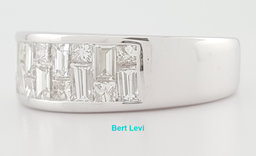 Invisible Set Princess Baguette Diamond Wedding Band Ring 1.35 ct 18k Gold