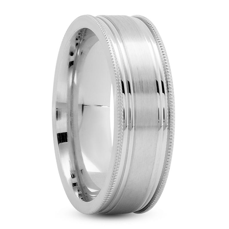 Mens 14KT White Gold Platinum Traditional Wedding Band M273